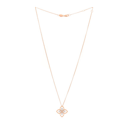 Roberto Coin 18K Yellow White Gold Diamond Small Princess Flower Pendant Necklace 3 of 7