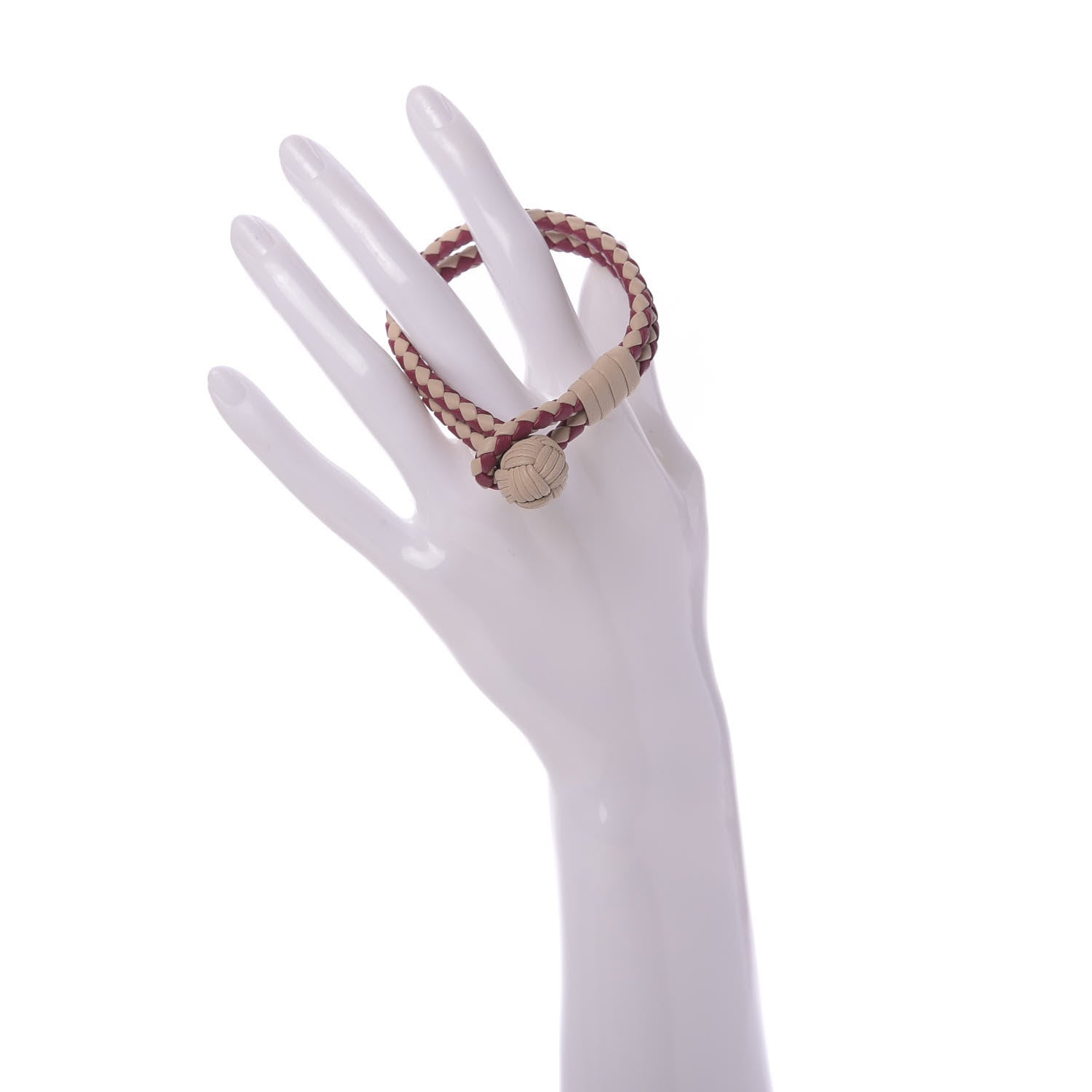 Bottega Veneta Nappa Intrecciato Two Tone Bracelet Bordeaux Beige 3 of 4