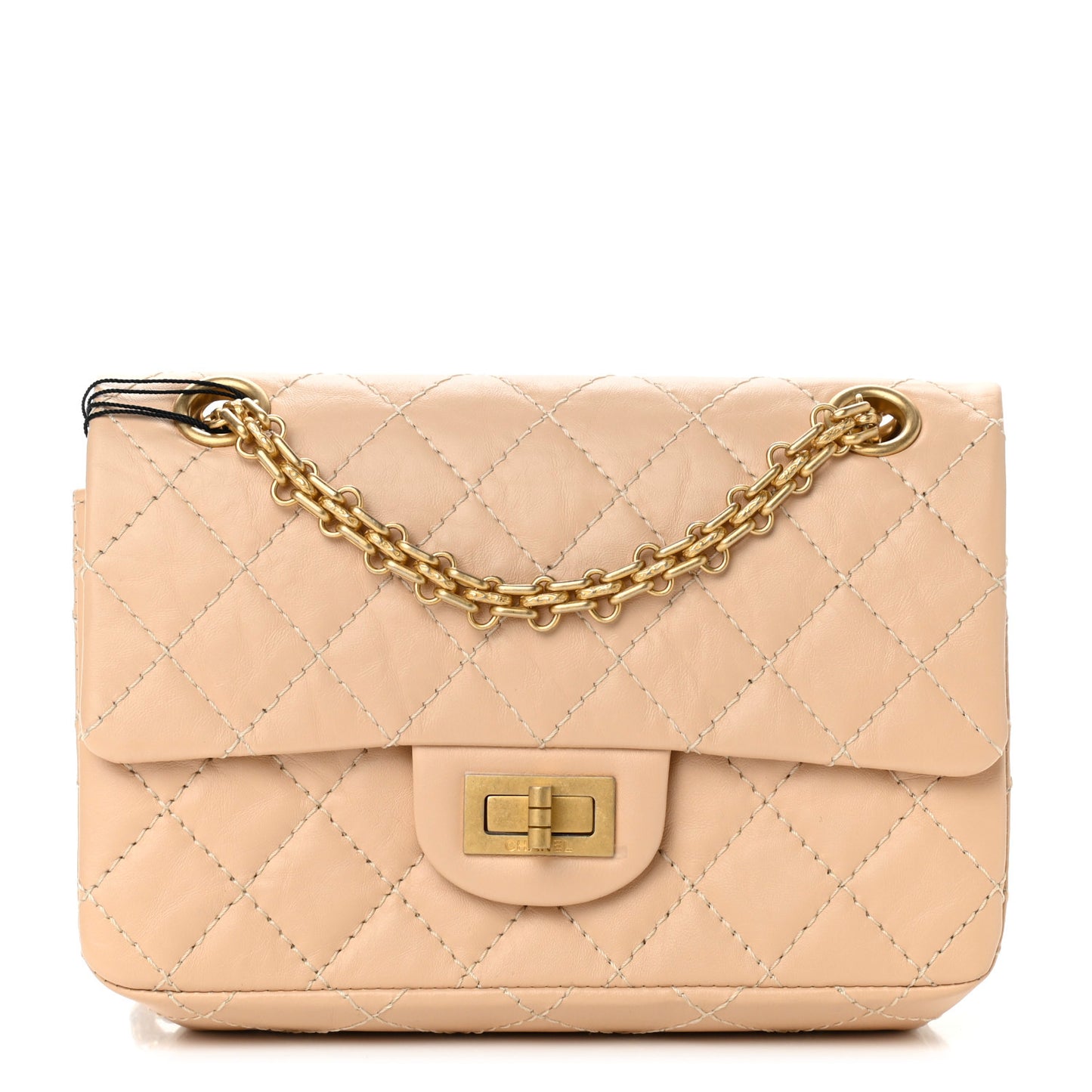 Aged Calfskin Quilted 2.55 Reissue Mini Flap Beige