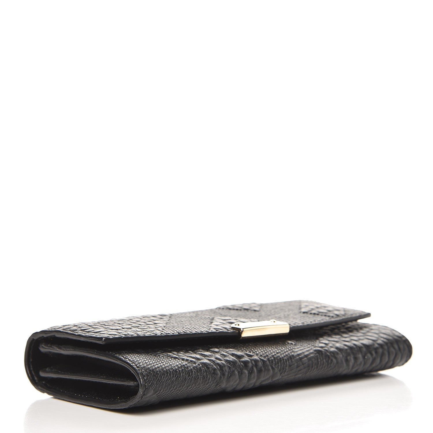 Burberry Signature Grain Calfskin Check Embossed Porter Continental Wallet Black 4 of 8