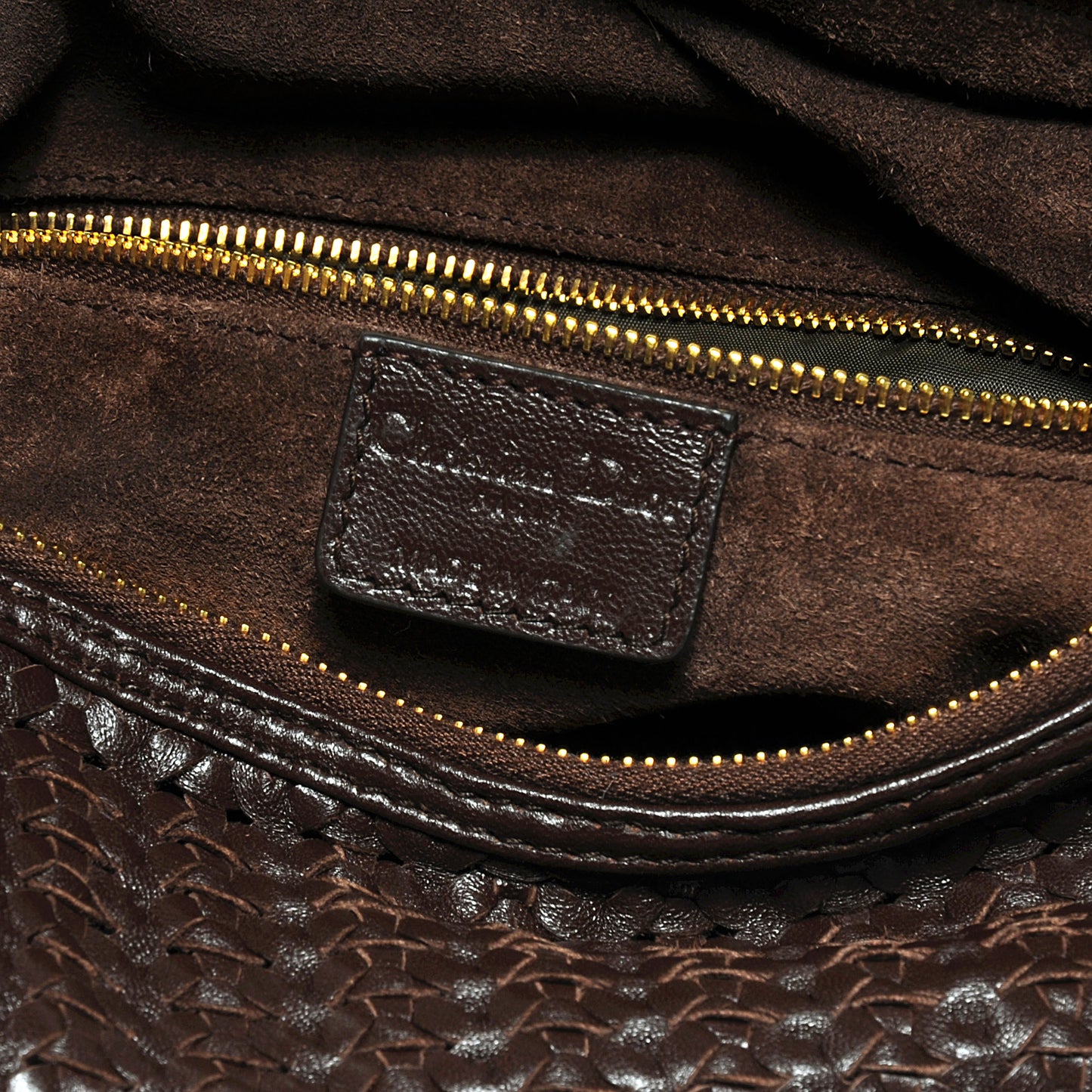 Lambskin Woven Hobo Brown