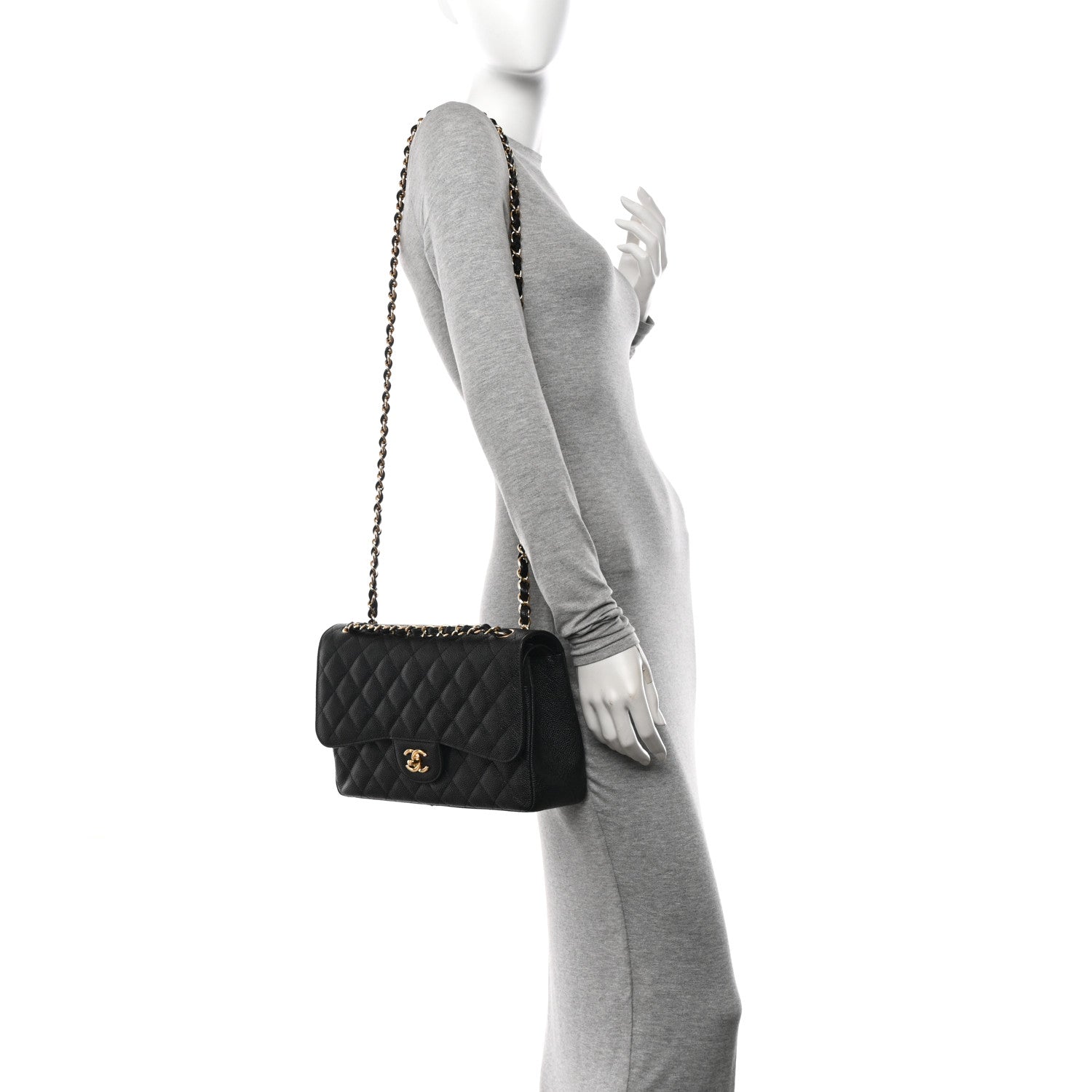 Chanel Caviar Quilted Jumbo Double Flap Black 2 of 11