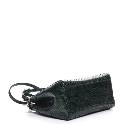 Fendi Snakeskin Shiny Nappa Mini Peekaboo Iconic Satchel Green 5 of 11
