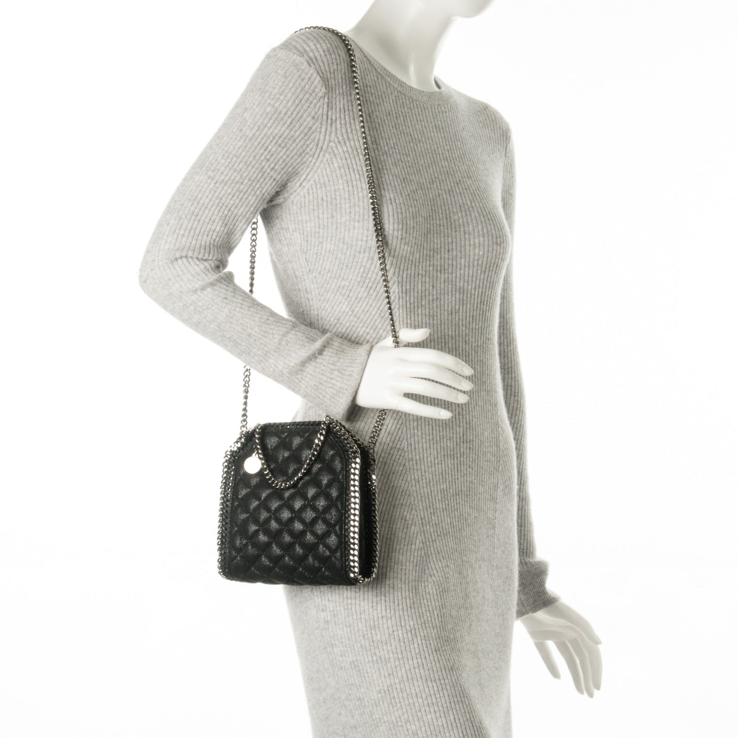 Shaggy Deer Quilted Tiny Falabella Tote Black