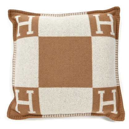 Hermes Wool Cashmere Avalon Pillow PM Ecru Camel 1 of 3