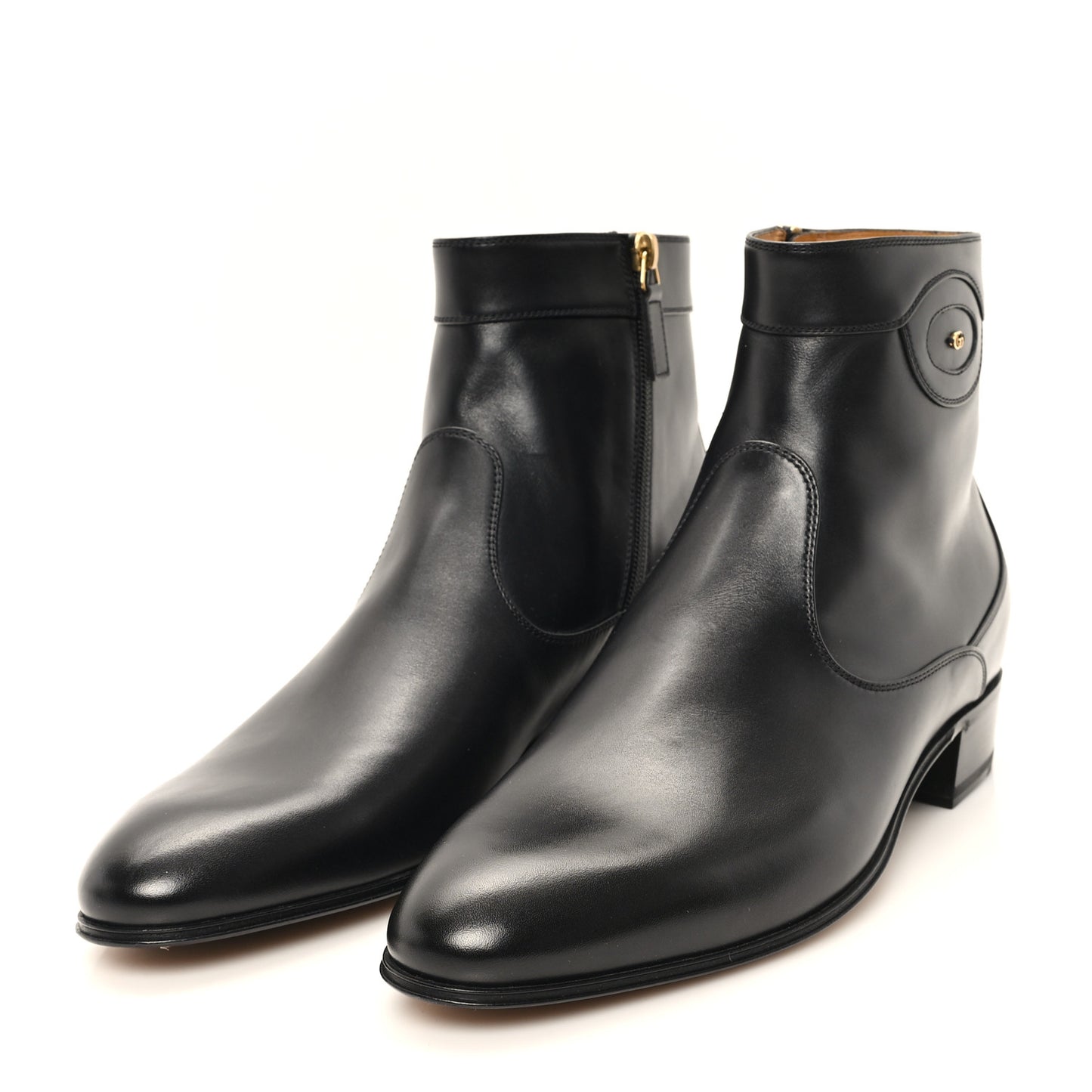 New Waxed Calfskin Mens Adel GG Ankle Boots 9 Black