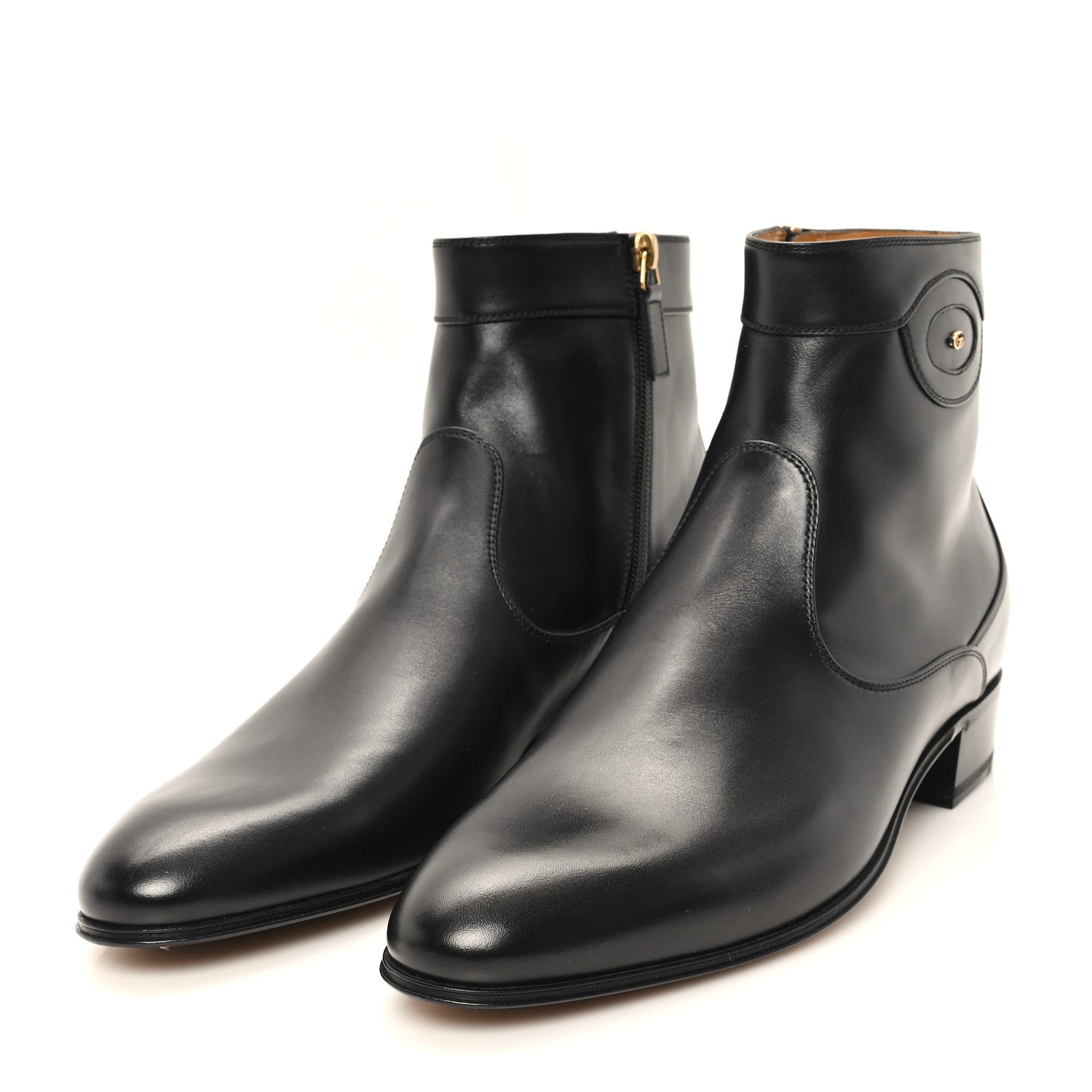 Gucci New Waxed Calfskin Mens Adel GG Ankle Boots 9 Black 4 of 10