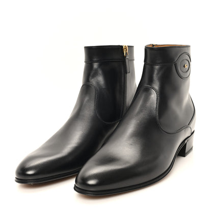 Gucci New Waxed Calfskin Mens Adel GG Ankle Boots 9 Black 4 of 10