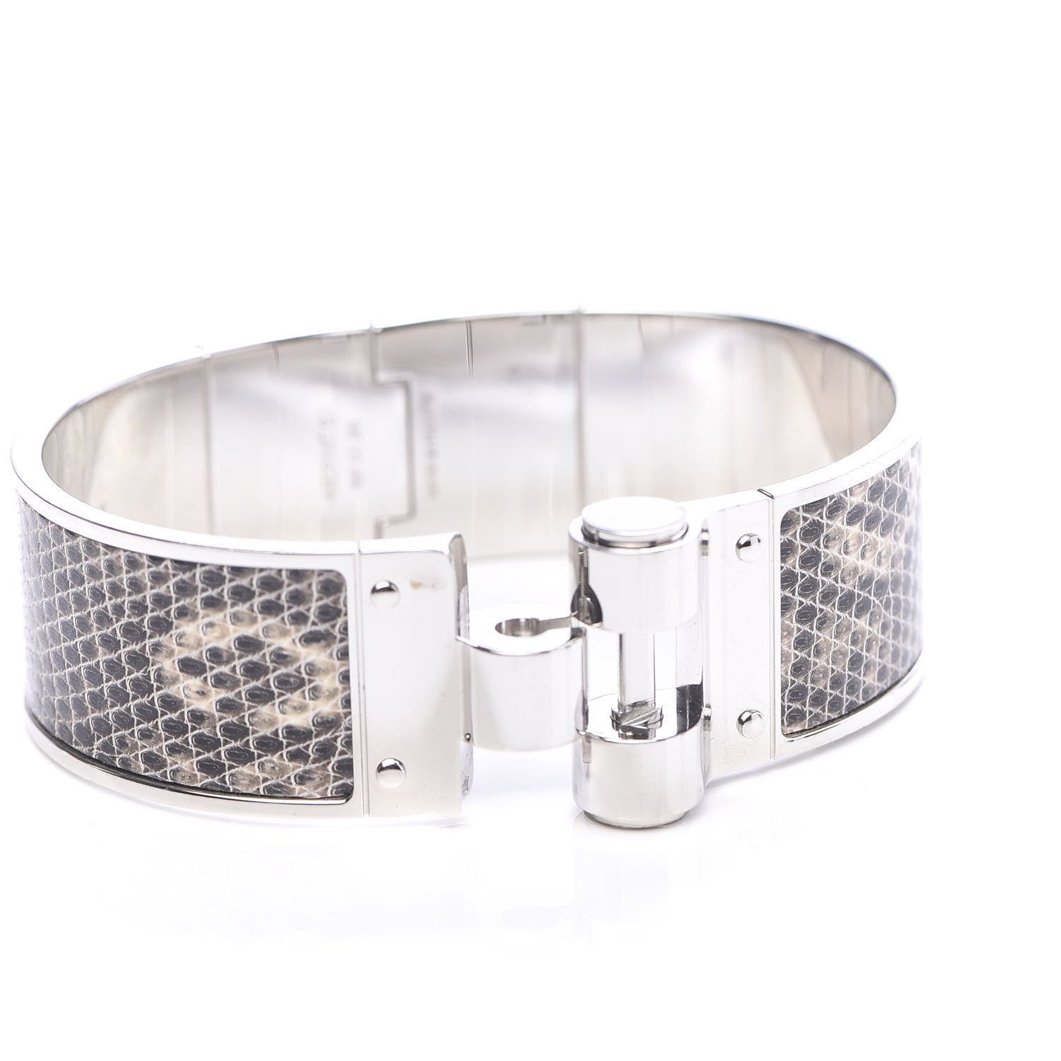 Hermes Lizard Charniere Cuir Wide Hinged Bracelet M Ombre 5 of 7