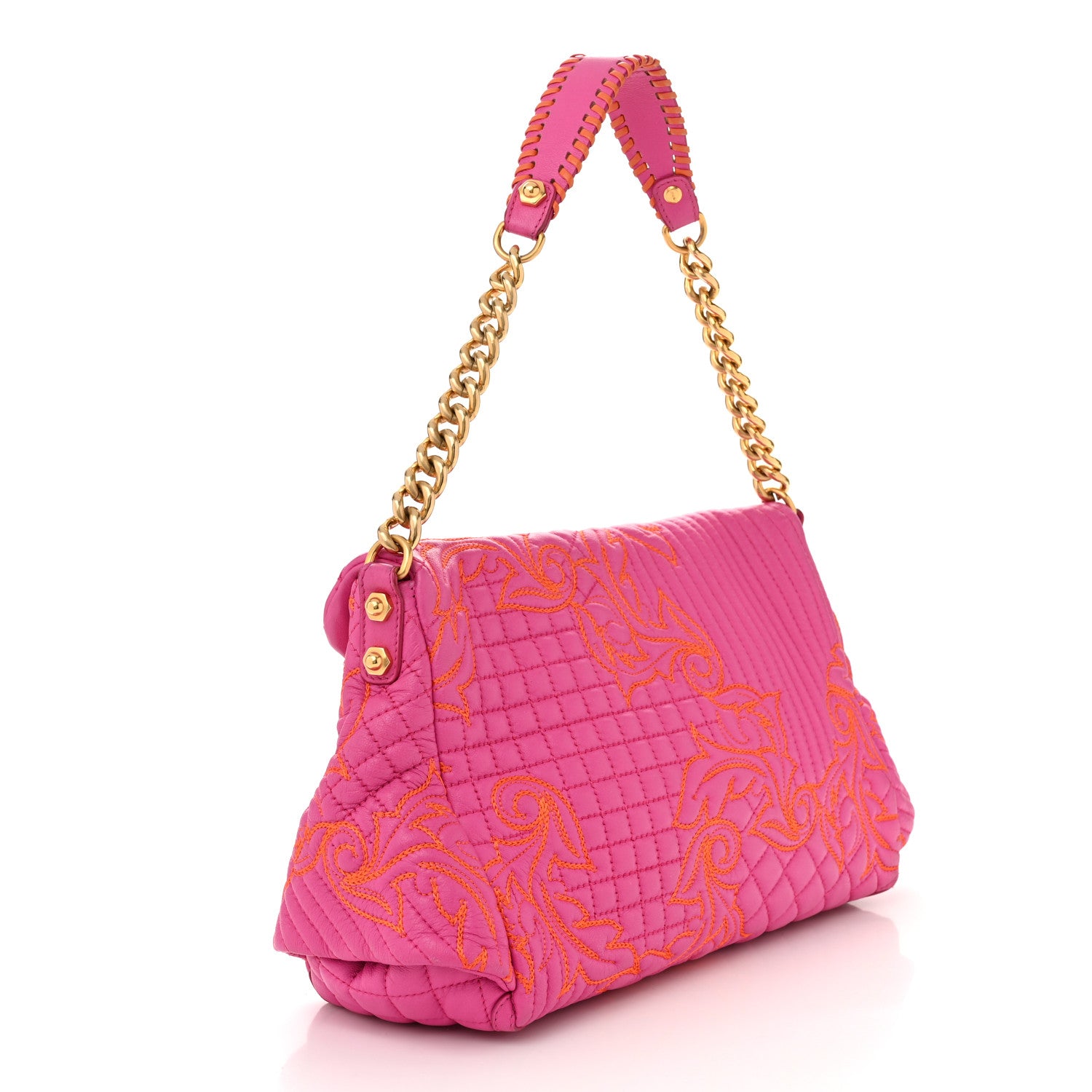 Versace Nappa Barocco Quilted Shoulder Bag Pink 3 of 9