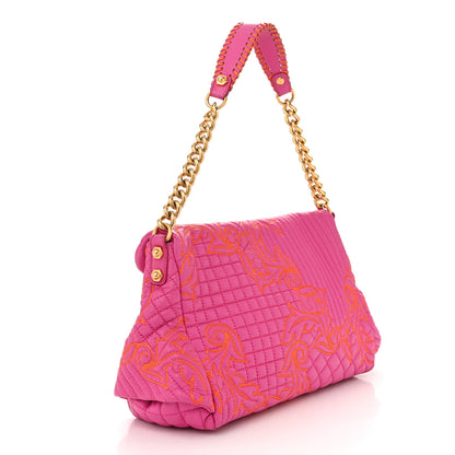 Versace Nappa Barocco Quilted Shoulder Bag Pink 3 of 9