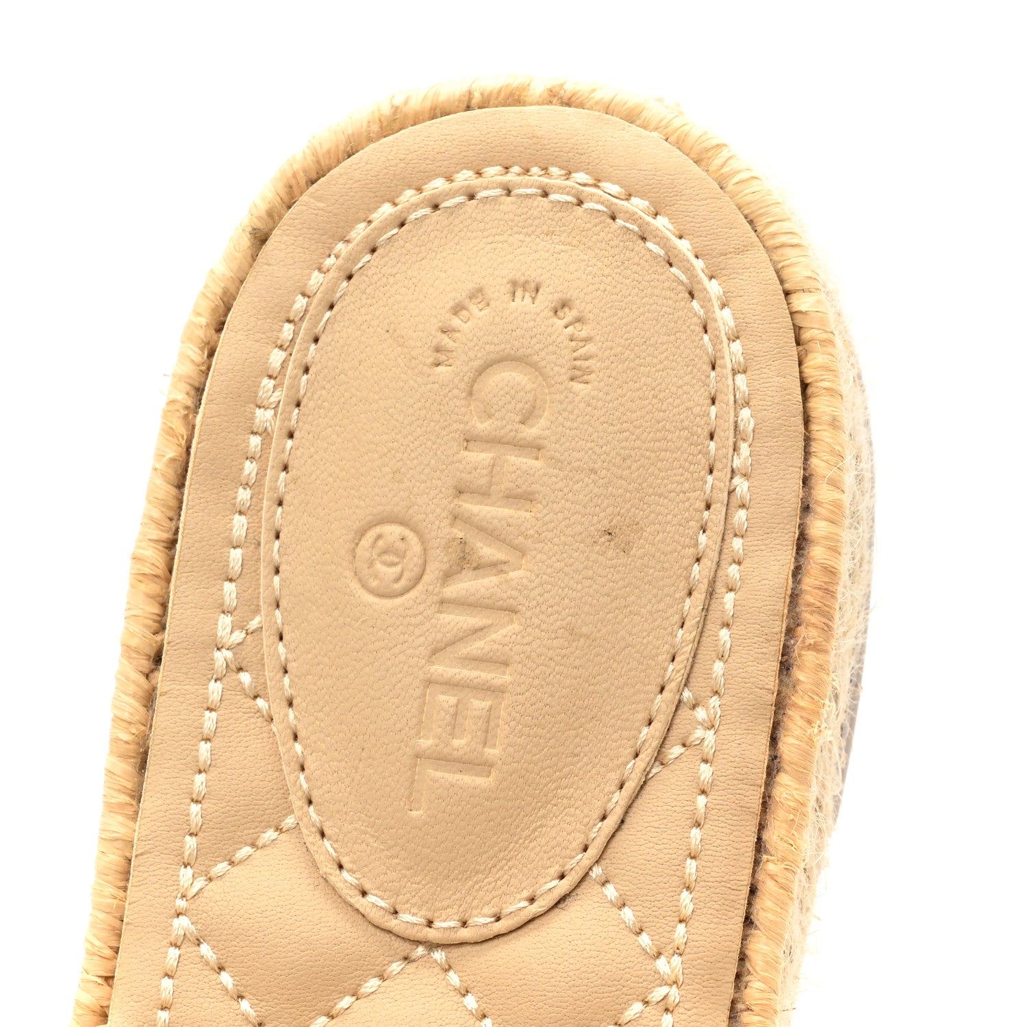 Chanel Lambskin Grosgrain CC Espadrille Mules 39 Beige Black 9 of 9