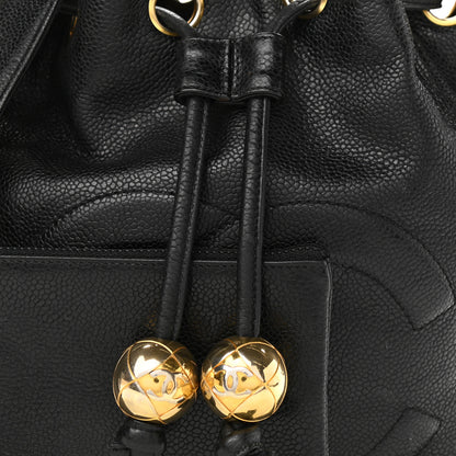 Chanel Caviar CC Stitched Drawstring Bucket Bag Black 9 of 12