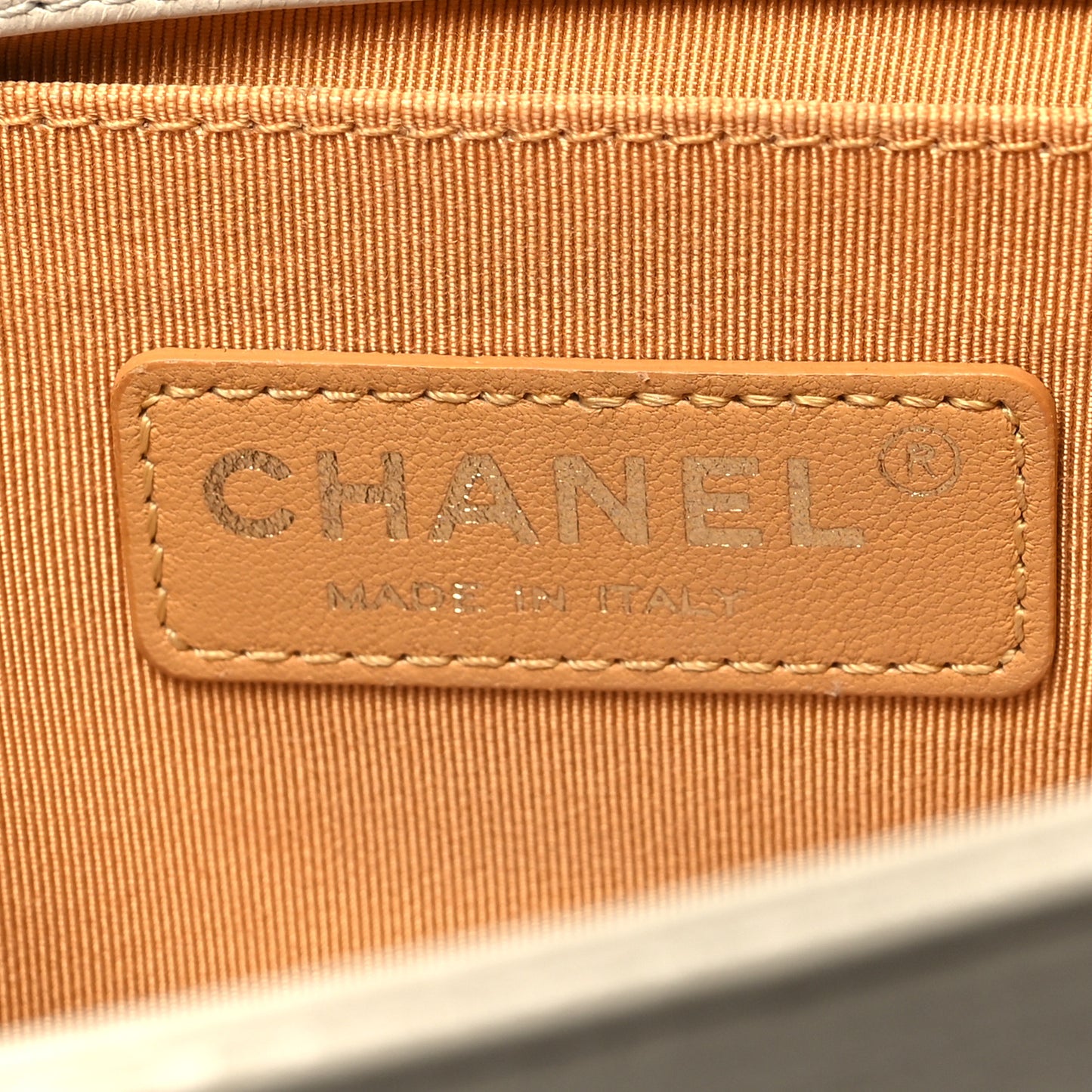 Grained Calfskin Quilted Small Boy Flap White