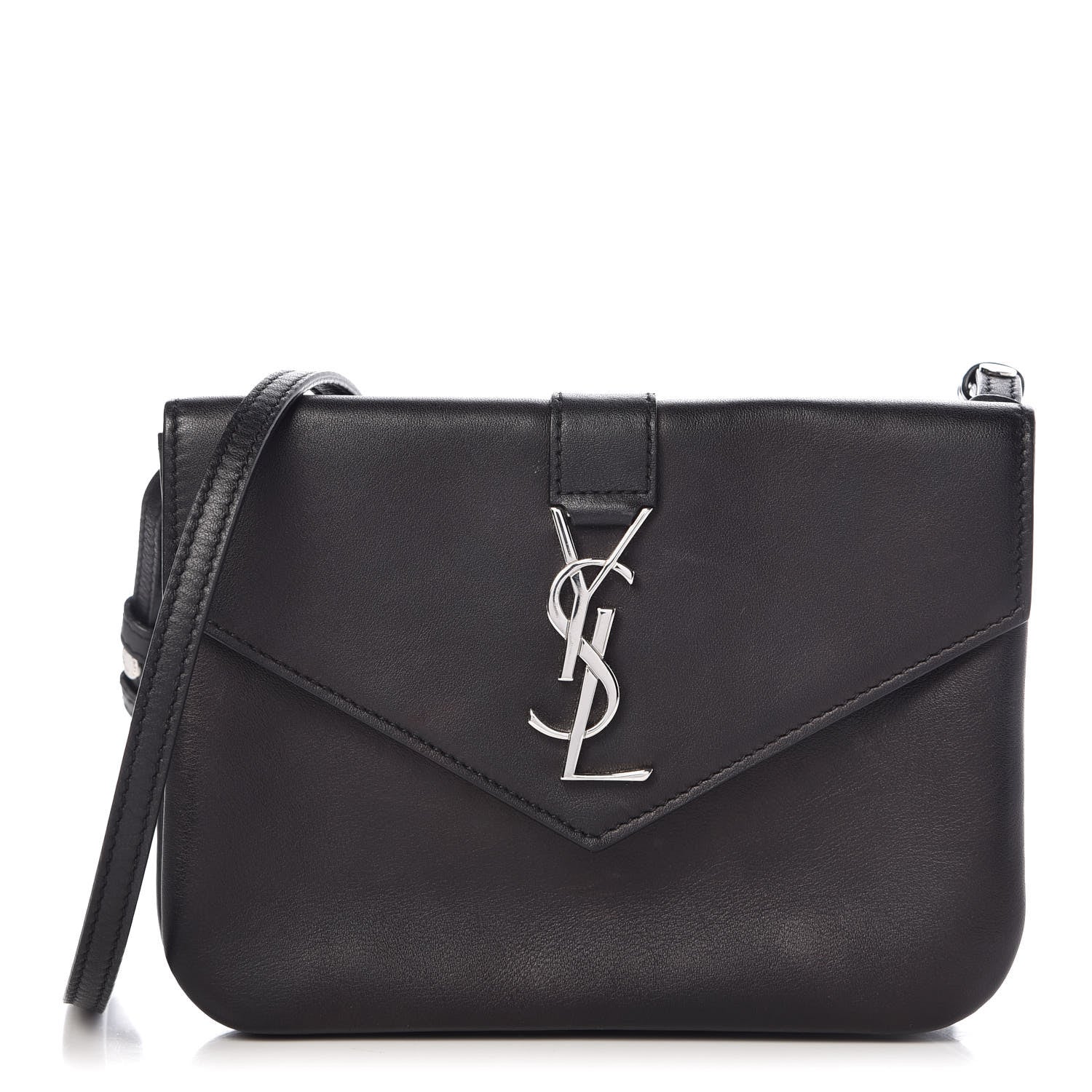 Saint Laurent Calfskin Monogram Tri Pocket Crossbody Bag Black 1 of 11