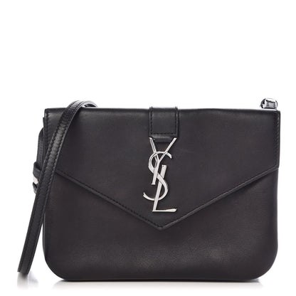 Saint Laurent Calfskin Monogram Tri Pocket Crossbody Bag Black 1 of 11