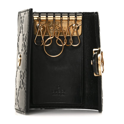 Gucci Guccissima Icon Signature 6 Key Holder Case Black 5 of 10