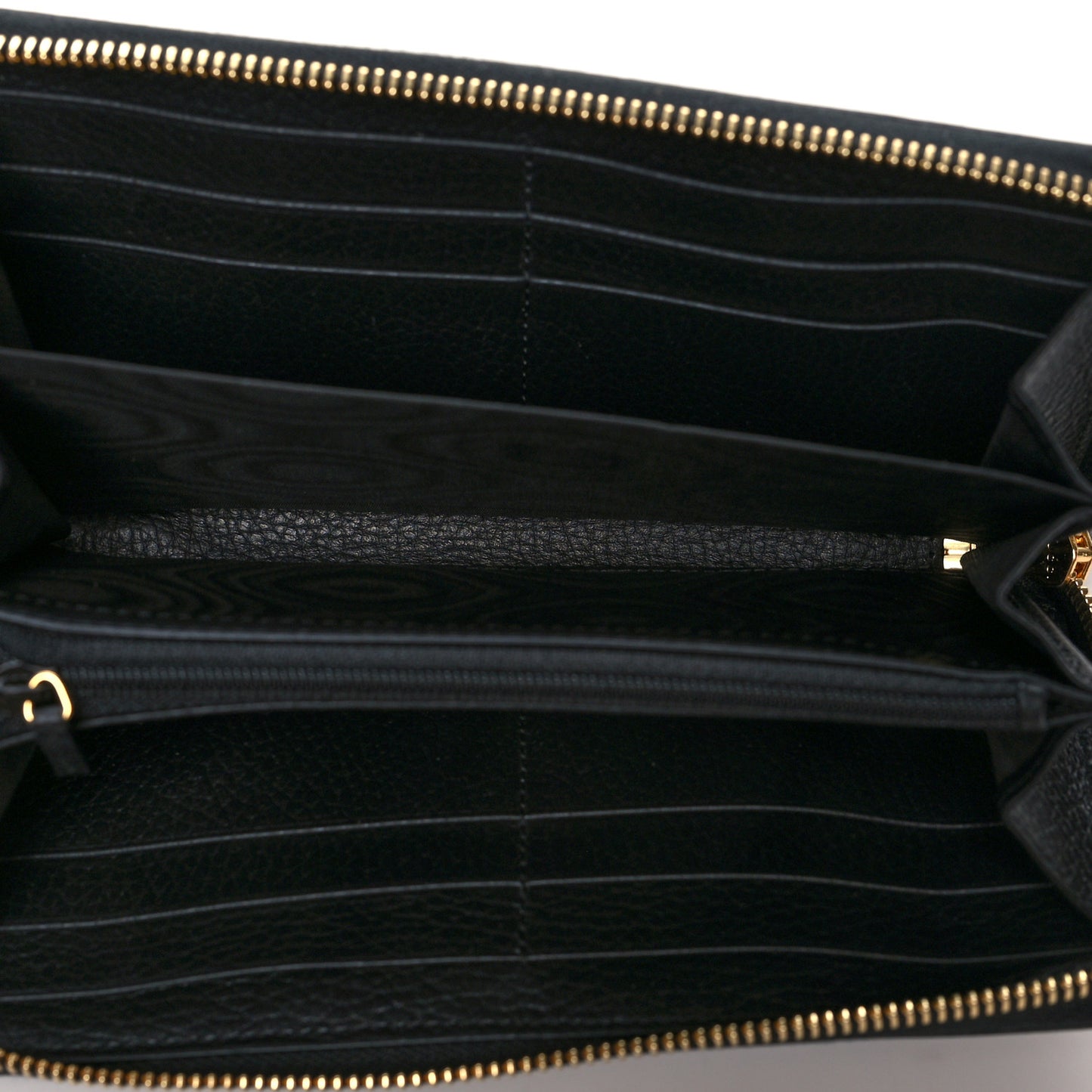 Dollar Calfskin GG Supreme Monogram GG Marmont Zip Around Wallet Black Beige Ebony