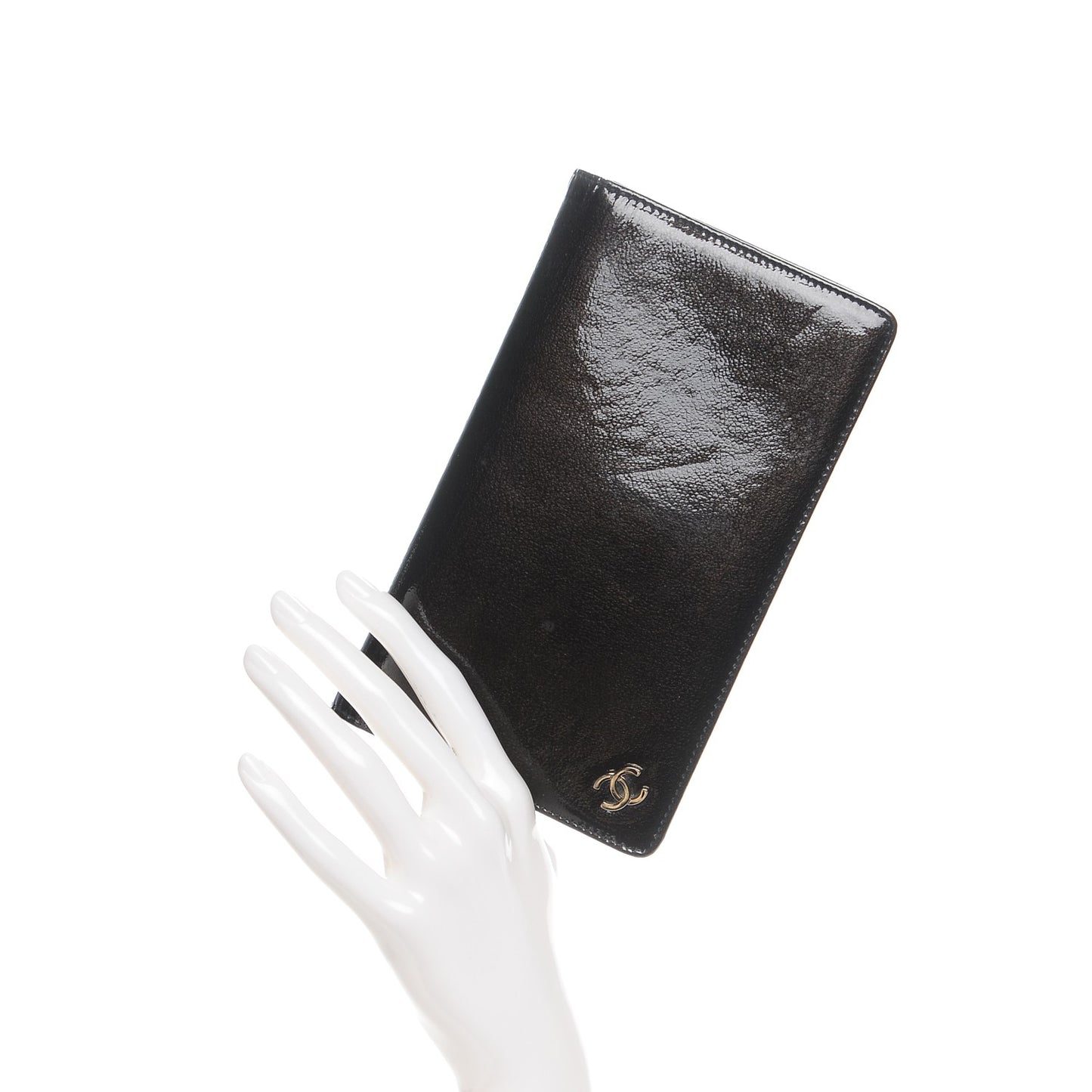 Grained Patent CC Yen Wallet Black