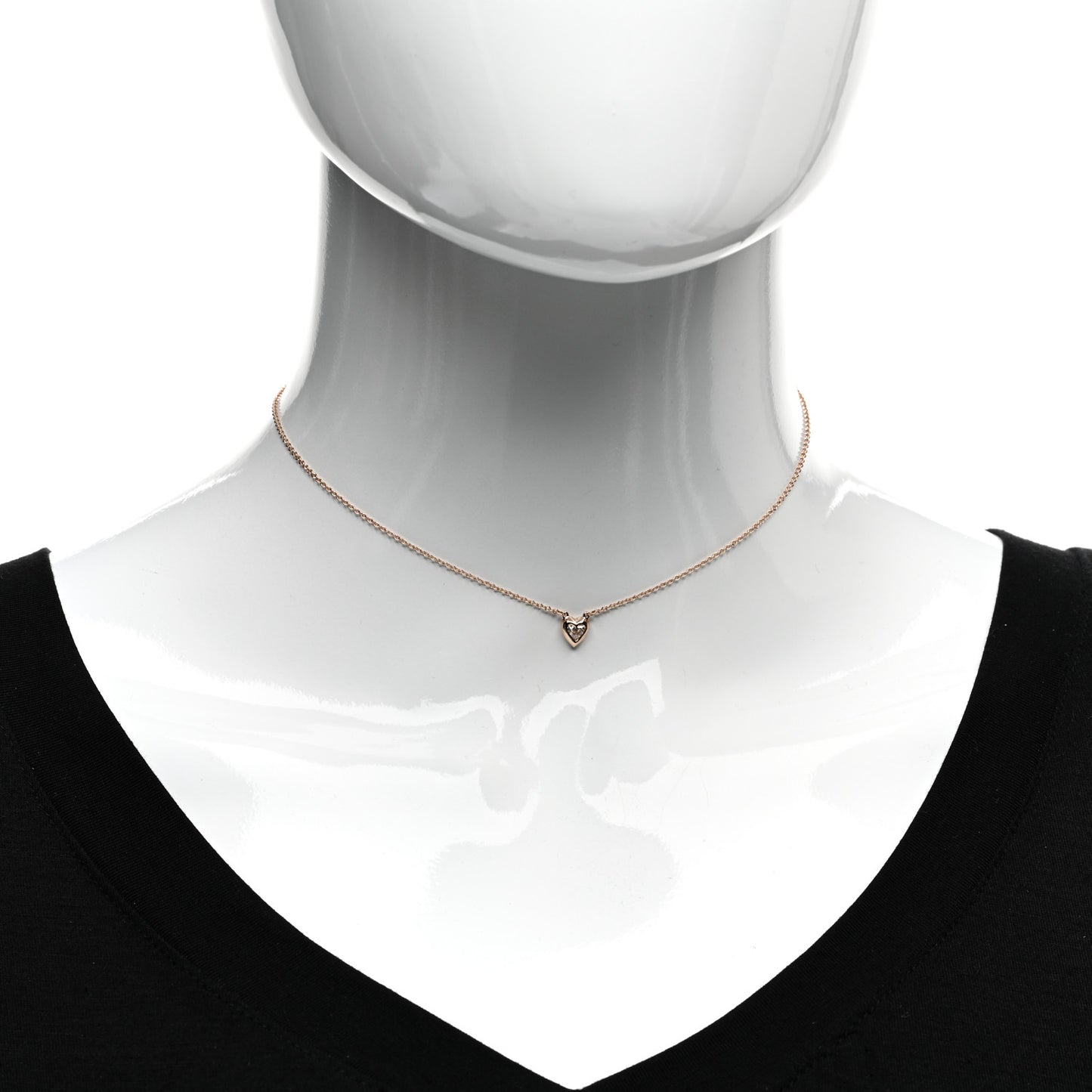 18K Rose Gold Diamond .17ct Elsa Peretti Diamonds by the Yard Heart Pendant Necklace