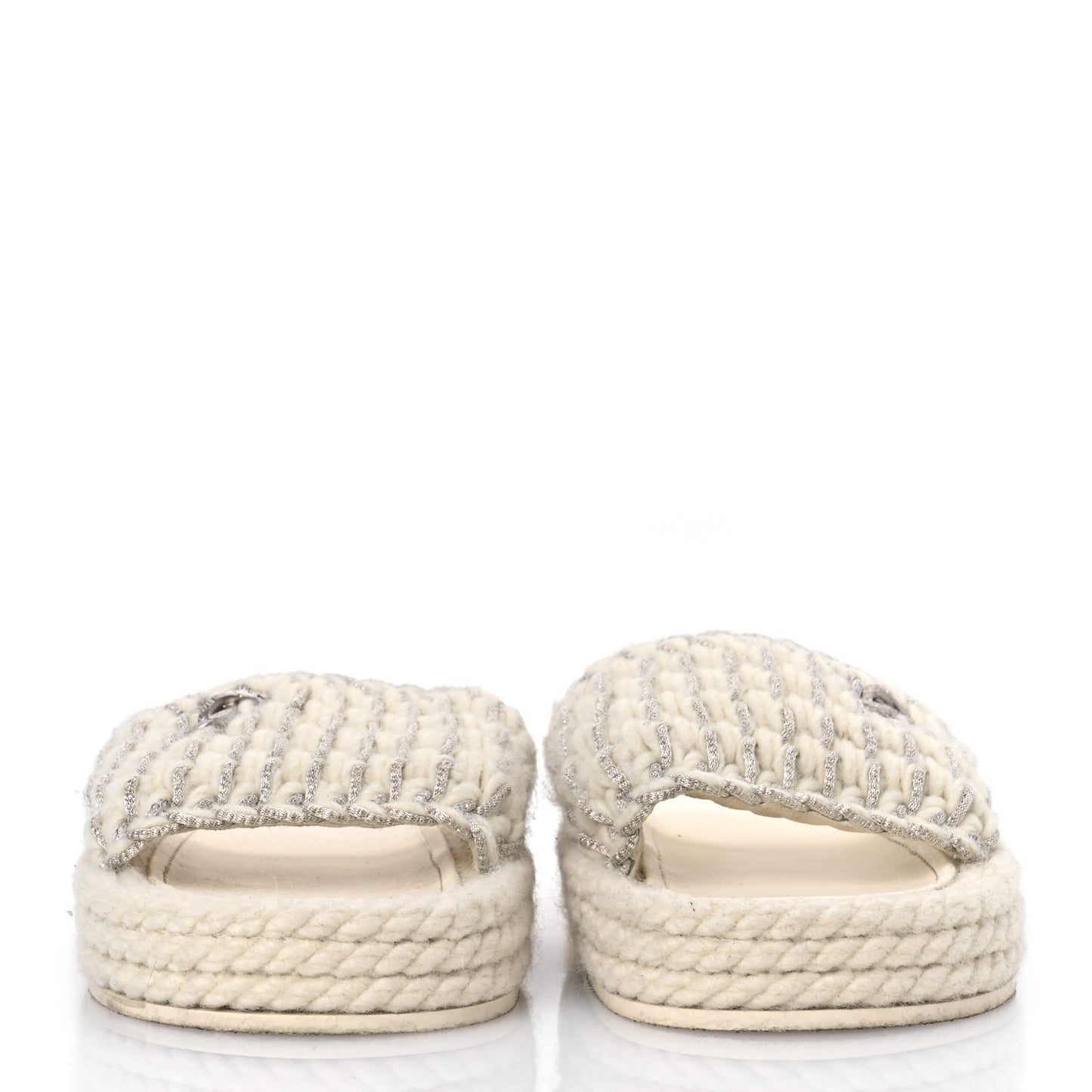 Braided Knit CC Mules 40 Ecru
