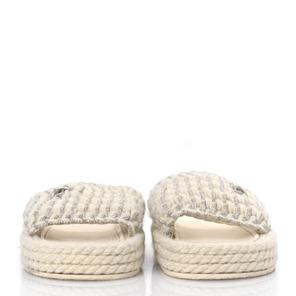 Chanel Braided Knit CC Mules 40 Ecru 3 of 12