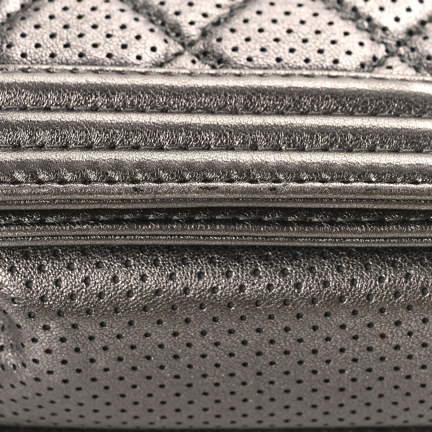 Chanel Metallic Lambskin Perforated New Medium Boy Flap Dark Silver 10 of 12