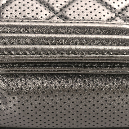 Chanel Metallic Lambskin Perforated New Medium Boy Flap Dark Silver 10 of 12