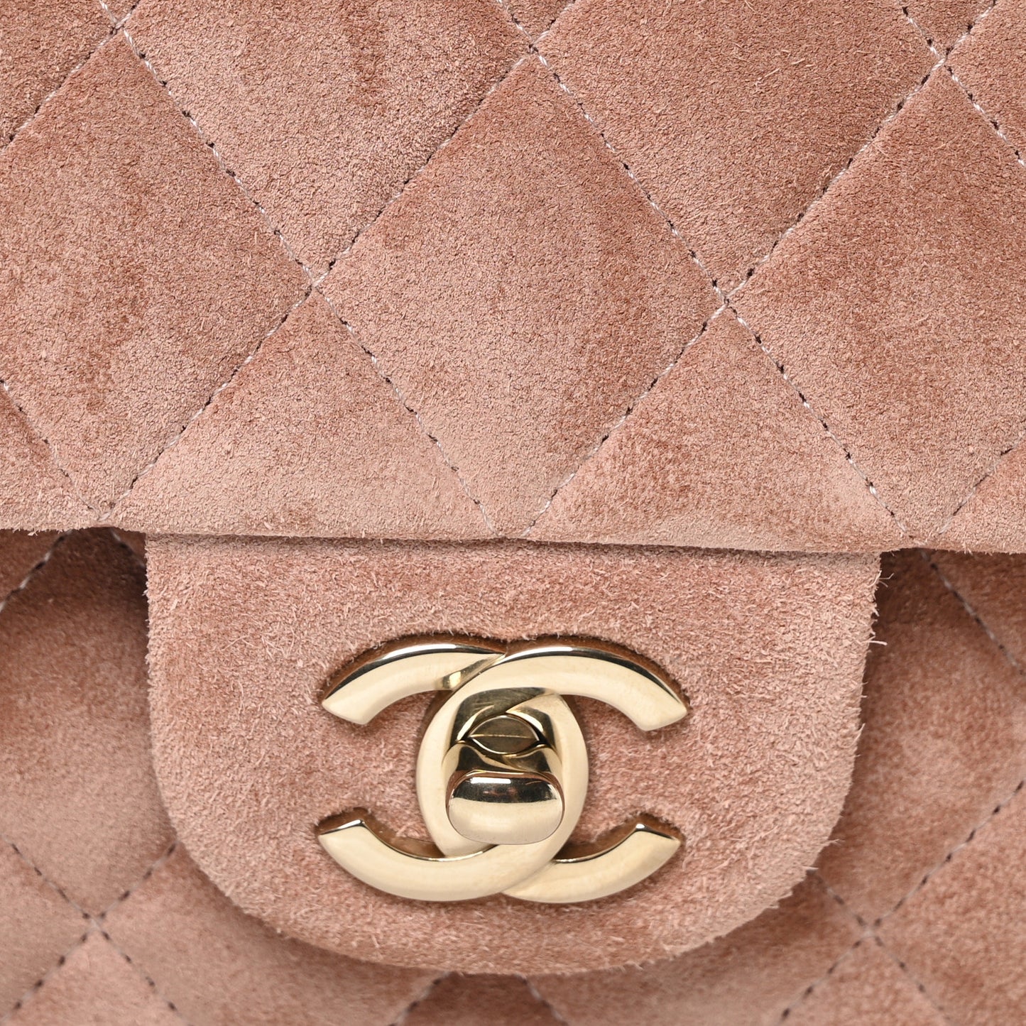 Suede Quilted Medium Double Flap Light Pink