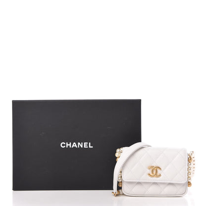 Chanel Calfskin Quilted About Pearls Card Holder Flap With Chain White 11 of 11