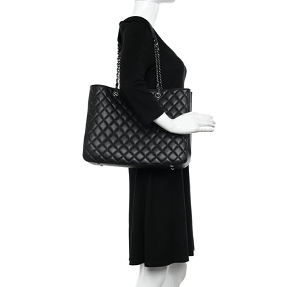 Chanel Calfskin Quilted Large Classic Shopping Tote Black 2 of 11
