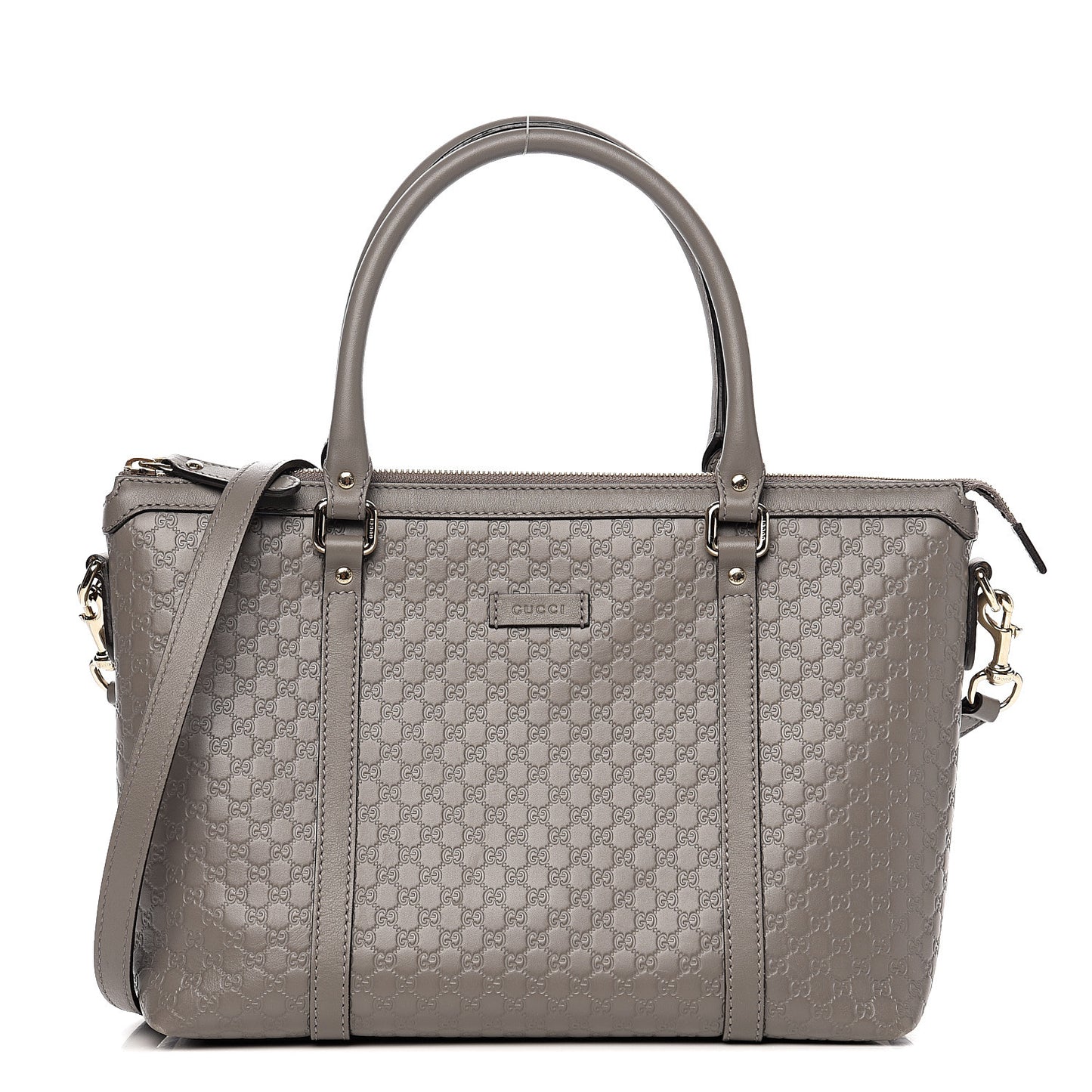 Soft Microguccissima Small Zippered Satchel Loess
