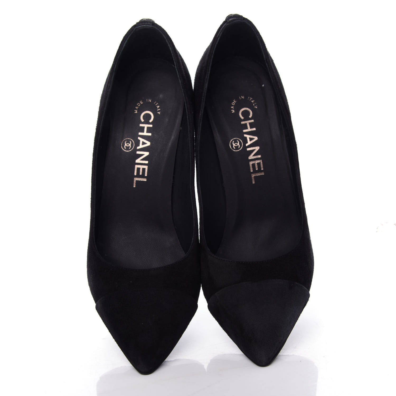 Chanel Suede Cap Toe CC Pumps 36.5 Black 5 of 10