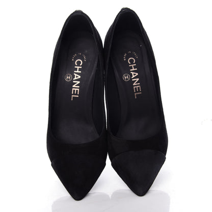 Chanel Suede Cap Toe CC Pumps 36.5 Black 5 of 10