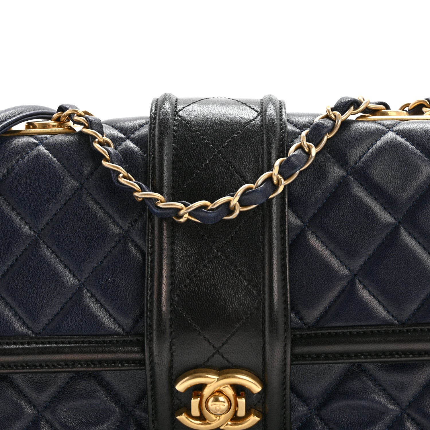 Chanel Lambskin Quilted Medium Elegant CC Flap Navy Black 8 of 11