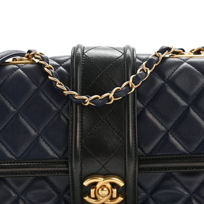 Chanel Lambskin Quilted Medium Elegant CC Flap Navy Black 8 of 11