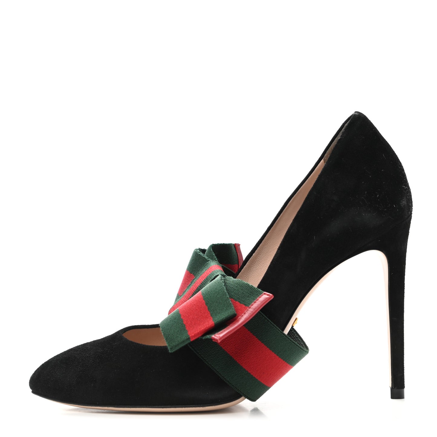Kid Scamosciato Removable Web Bow High Heel Pumps 37.5 Black