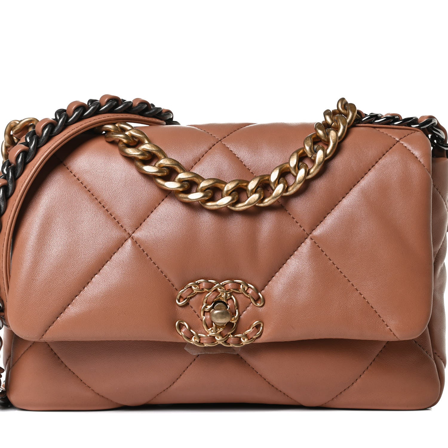 Chanel Lambskin Quilted Medium Chanel 19 Flap Light Brown 8 of 12