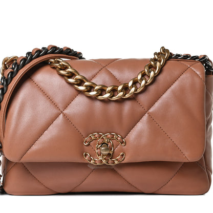 Chanel Lambskin Quilted Medium Chanel 19 Flap Light Brown 8 of 12