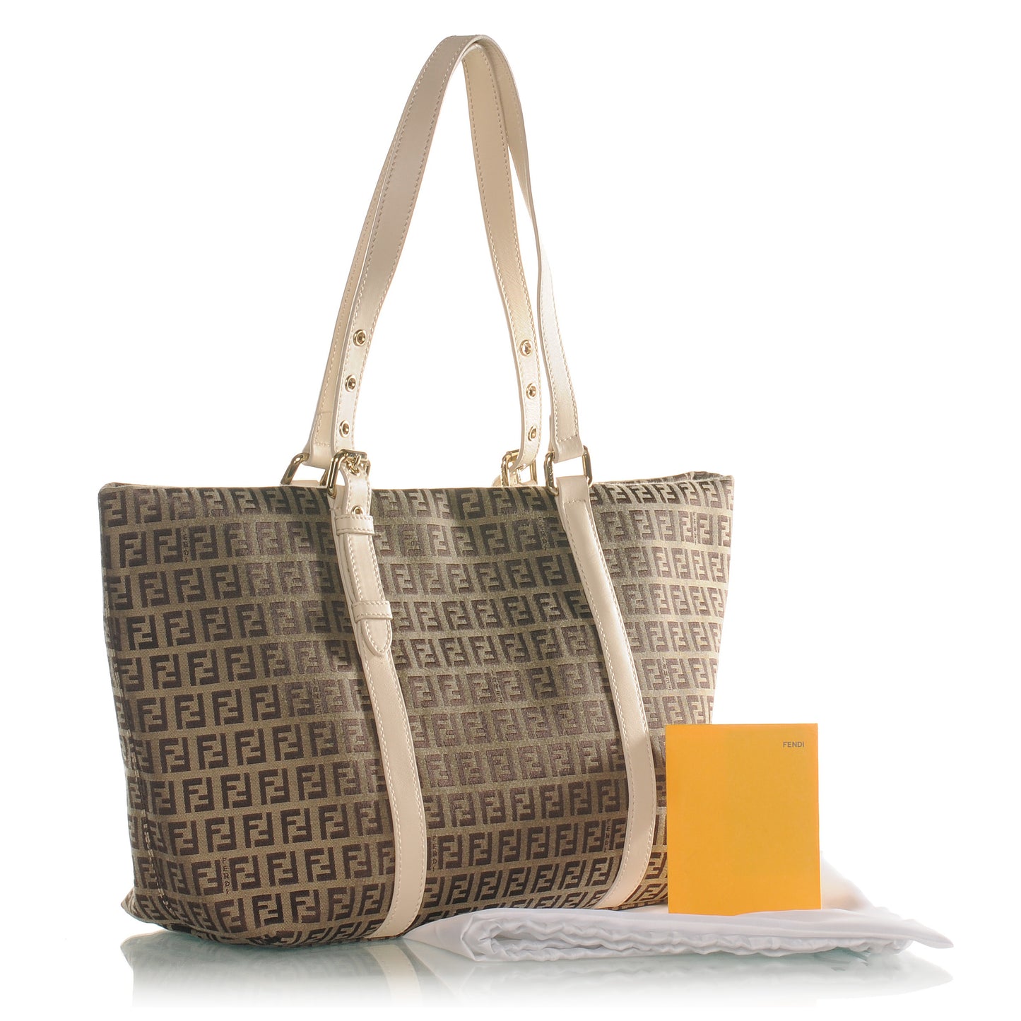 Zucchino Vitello Large Charm Shopper Tote Mogano Panna