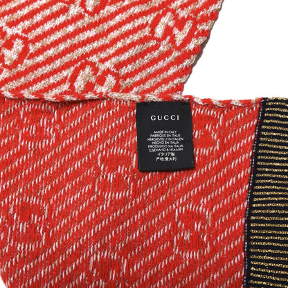 Gucci Metallic Wool Jacquard GG Monogram Scarf Red 4 of 4