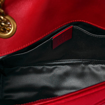 Gucci Velvet Matelasse Mini GG Marmont Shoulder Bag Hibiscus Red 5 of 9