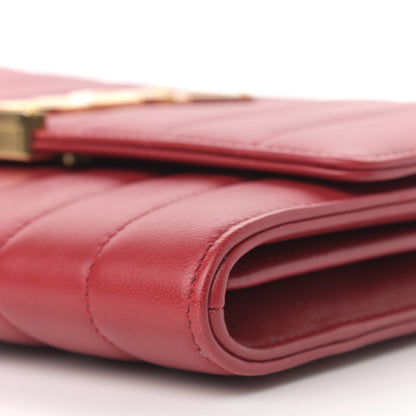 Saint Laurent Lambskin Matelasse Monogram Vicky Chain Wallet Rouge Eros 6 of 12