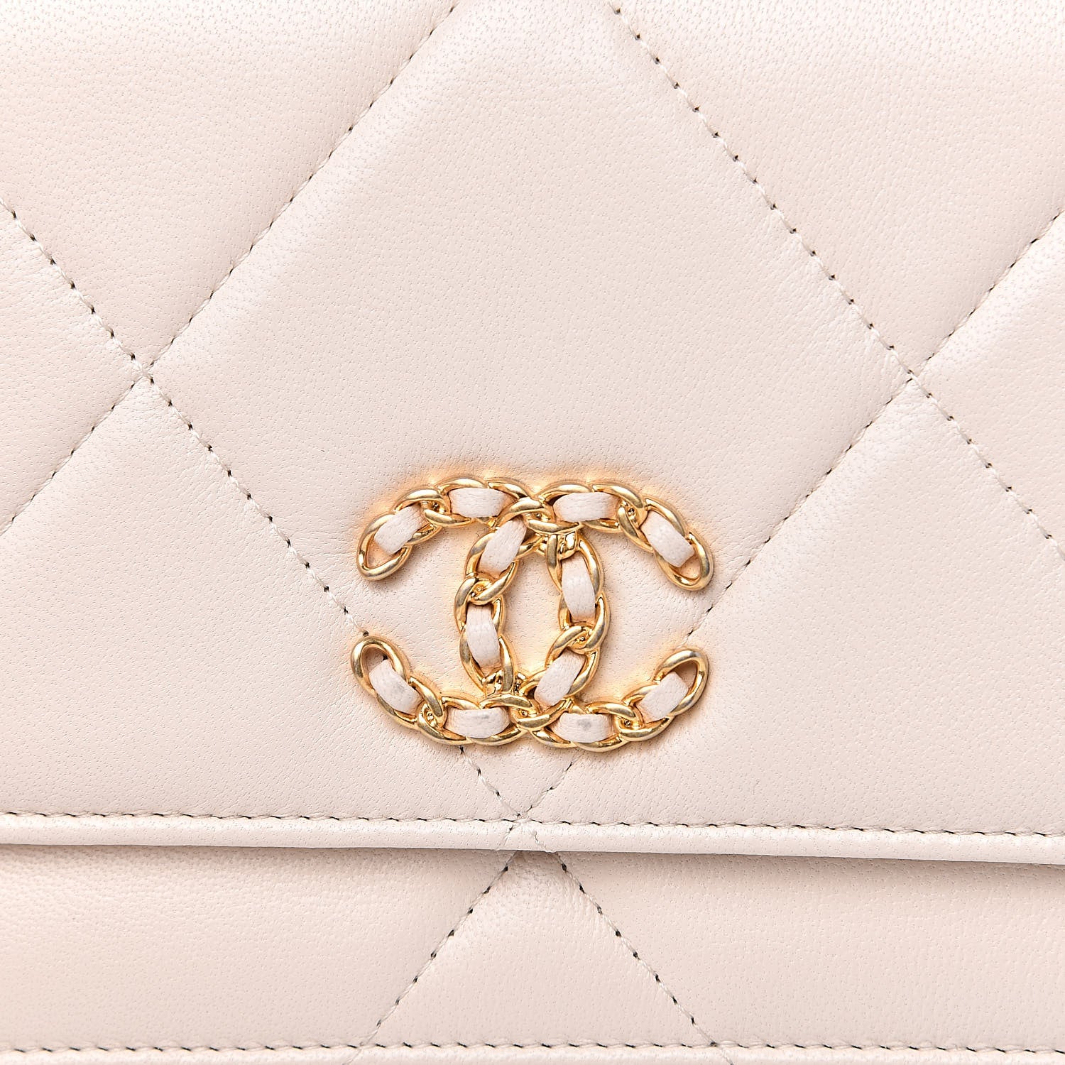 Chanel Goatskin Quilted 19 Wallet On Chain WOC Light Beige 10 of 12