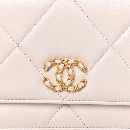 Chanel Goatskin Quilted 19 Wallet On Chain WOC Light Beige 10 of 12