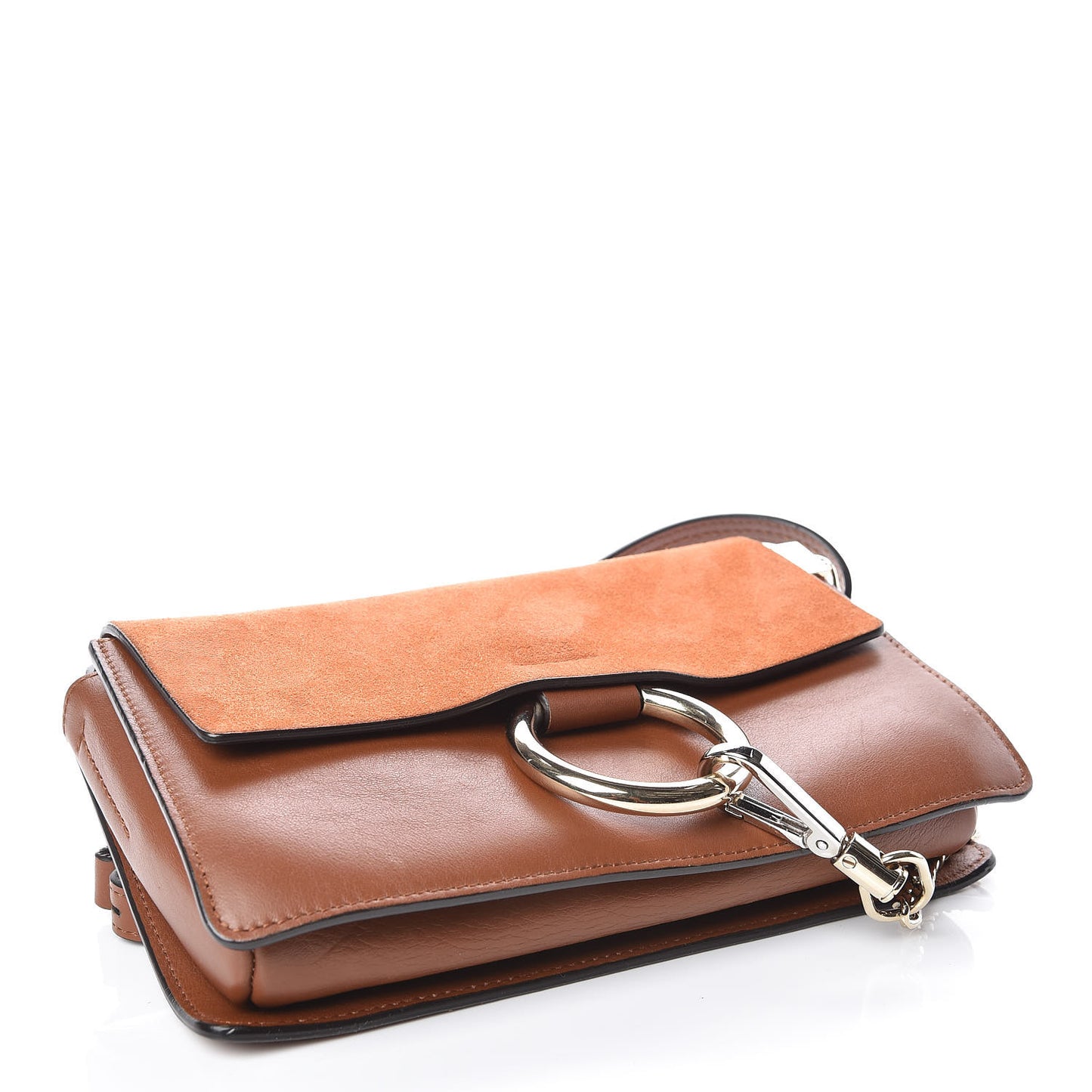Suede Calfskin Small Faye Shoulder Bag Tobacco