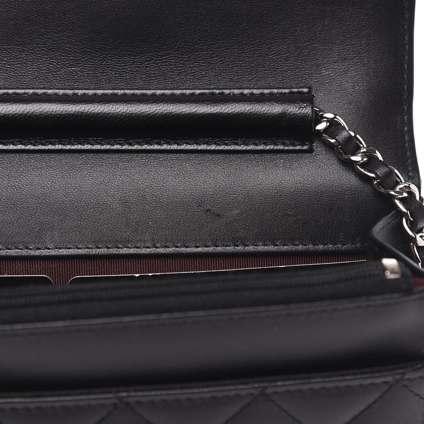 Lambskin Quilted Wallet On Chain WOC Black