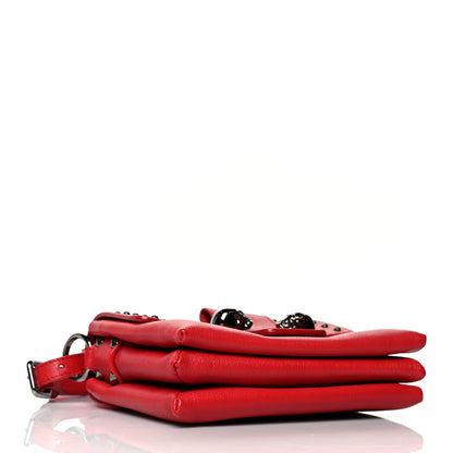 Alexander McQueen Calfskin Studded Small Twin Skull Chain Crossbody Red 4 of 11
