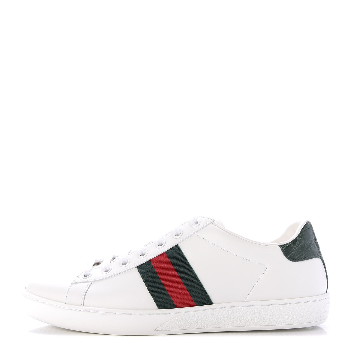 Calfskin Crocodile Web Ace Sneakers 38.5 White Green