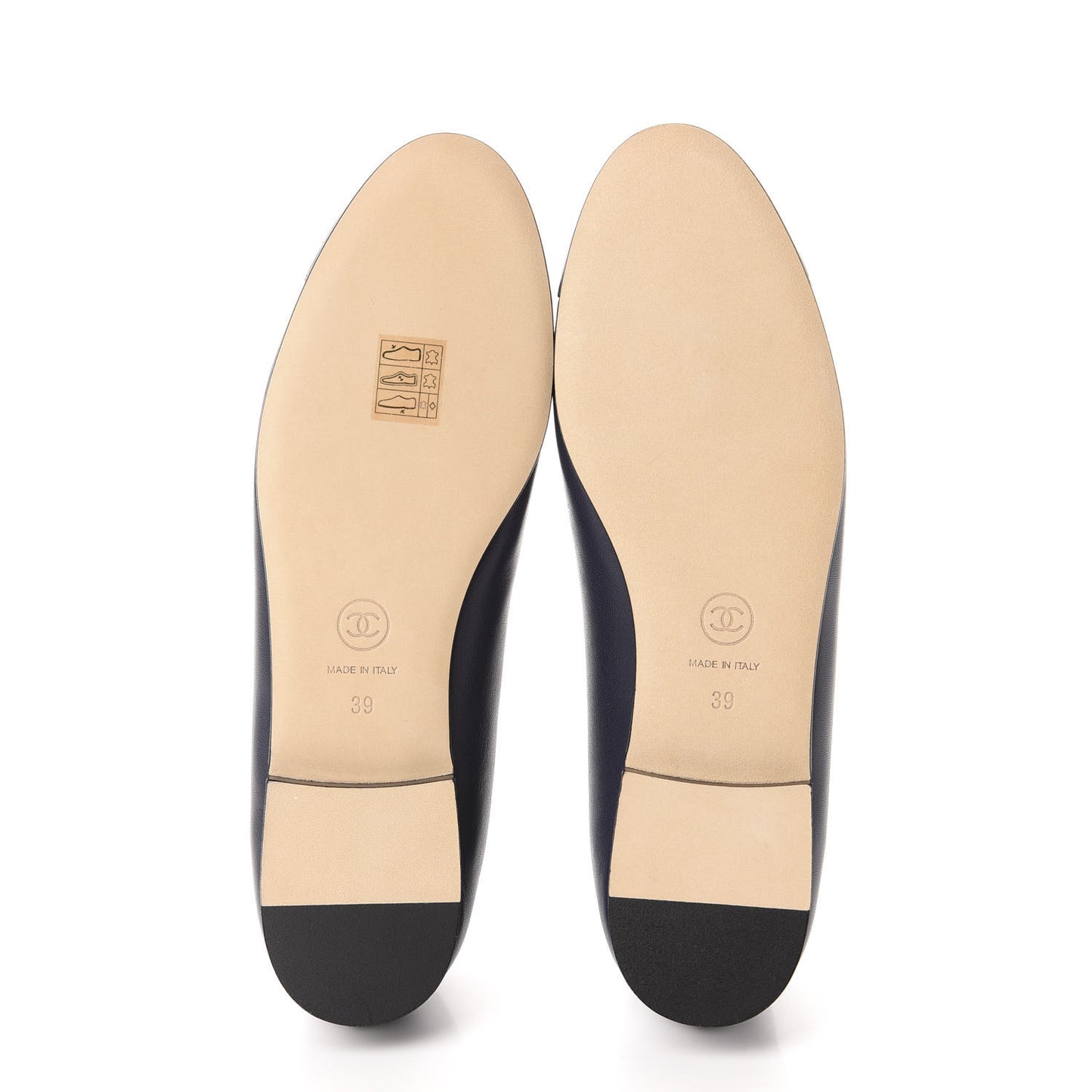 Lambskin CC Cap Toe Ballerina Flats 39 Navy